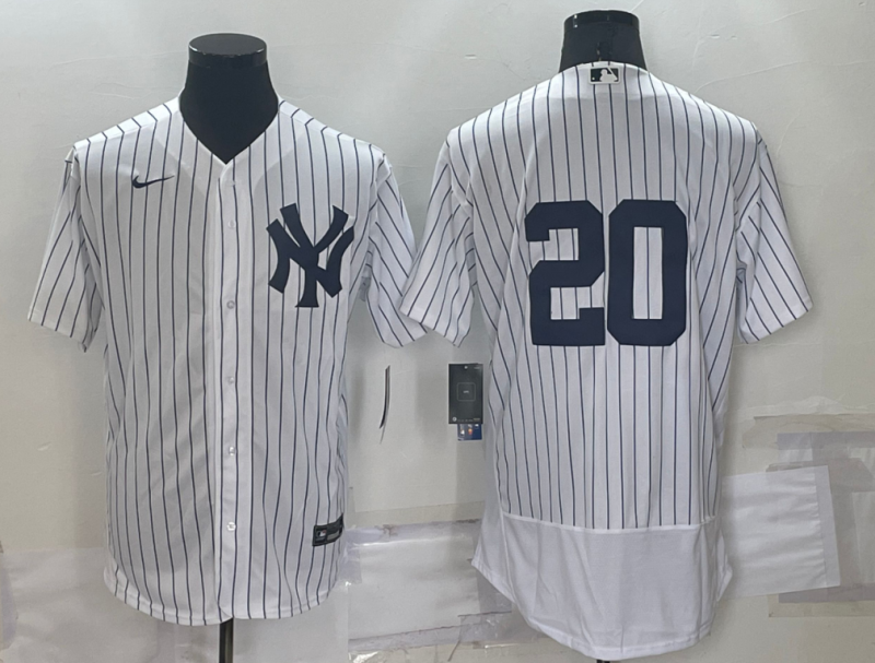 Men's White New York Yankees #20 Jorge Posada Flex Base Stitched Baseball Jersey